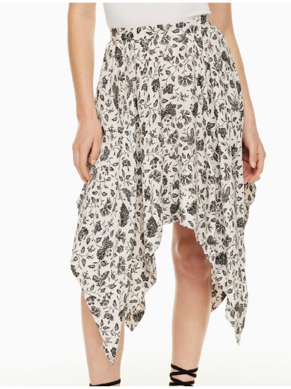 Aritzia Little Moon Fererra Handkerchief Fairy Asymmetrical Floral Midi Skirt 8